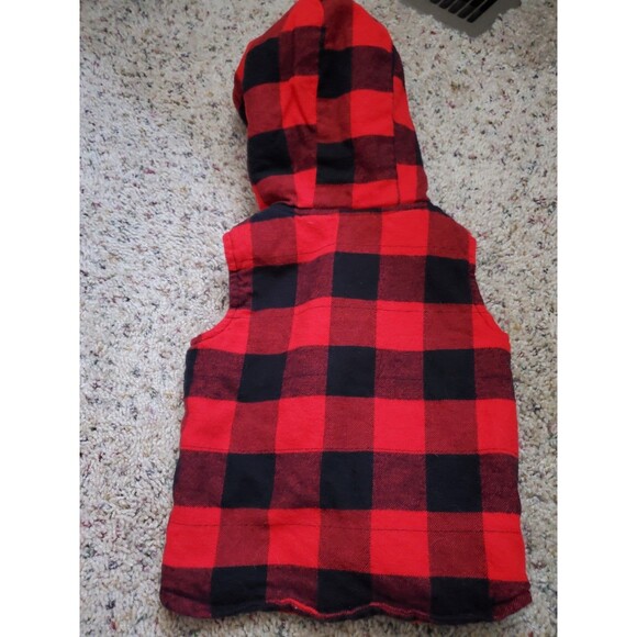 Boys 9 mo. Red/black buffalo plaid Carter's vest - Picture 3 of 3